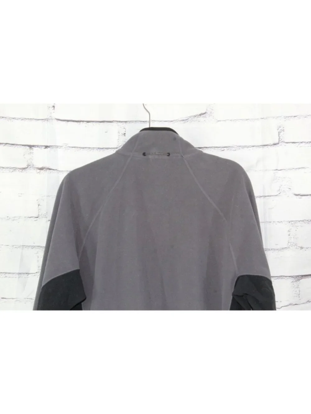 LL Bean Polartec Fleece Jacket Gray Black Full Zip Outdoor Coat Size L